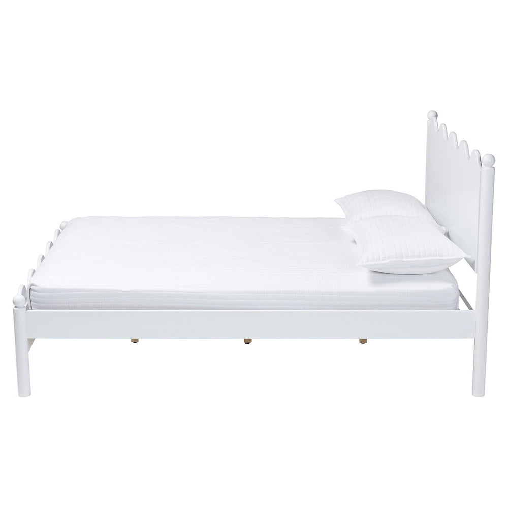 Baxton Studio Baxton Studio Malaya Full Platform Bed - Modern White Wood Design with Scalloped Edges & Comfort MG0239-White-Full