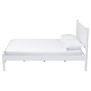 Baxton Studio Baxton Studio Malaya Full Platform Bed - Modern White Wood Design with Scalloped Edges & Comfort MG0239-White-Full