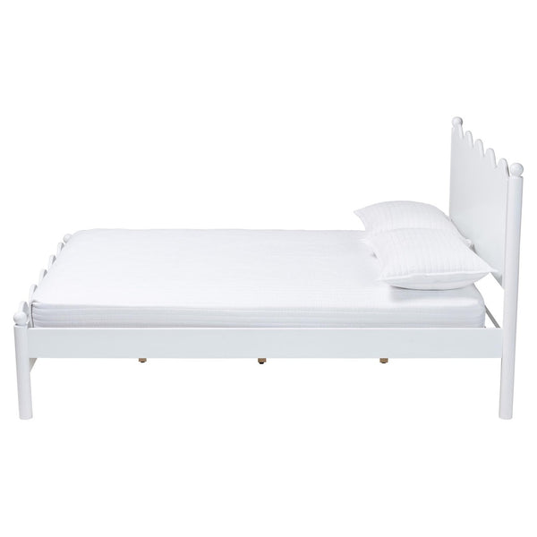 Baxton Studio Baxton Studio Malaya Full Platform Bed - Modern White Wood Design with Scalloped Edges & Comfort MG0239-White-Full