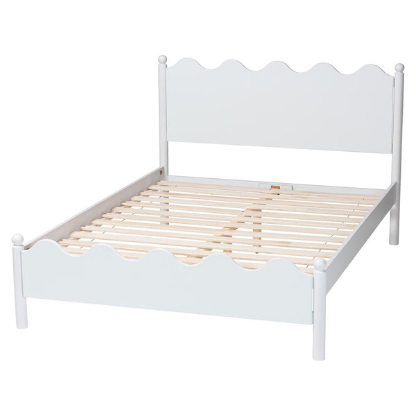 Baxton Studio Baxton Studio Malaya Full Platform Bed - Modern White Wood Design with Scalloped Edges & Comfort MG0239-White-Full