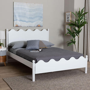 Baxton Studio Baxton Studio Malaya Full Platform Bed - Modern White Wood Design with Scalloped Edges & Comfort MG0239-White-Full