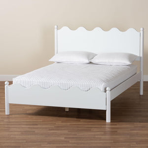 Baxton Studio Baxton Studio Malaya Full Platform Bed - Modern White Wood Design with Scalloped Edges & Comfort MG0239-White-Full