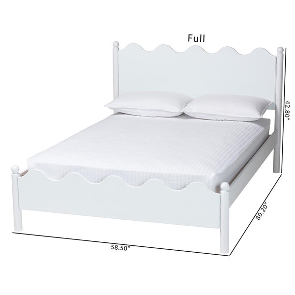 Baxton Studio Baxton Studio Malaya Full Platform Bed - Modern White Wood Design with Scalloped Edges & Comfort MG0239-White-Full