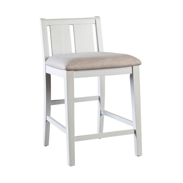 English Elm White Transitional 3pc Counter Height Dining Set with USB Port, Storage Shelves & Padded Seats, Gray Finish B2741P381485