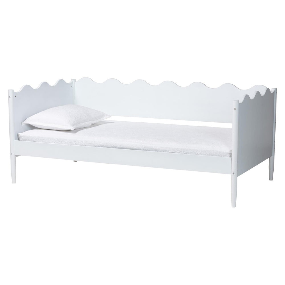 Baxton Studio Baxton Studio Malaya Modern White Daybed - Elegant Scalloped Design for Cozy Bedrooms & Guest Rooms MG0239-1-White-Daybed-Full