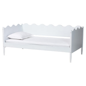 Baxton Studio Baxton Studio Malaya Modern Twin Daybed - Stylish Scalloped Edges, Durable Design for Any Space MG0239-1-White-Daybed-Twin