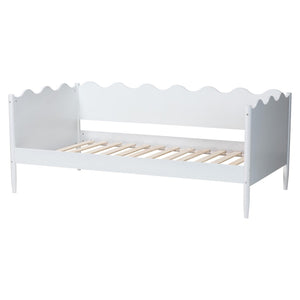 Baxton Studio Baxton Studio Malaya Modern White Daybed - Elegant Scalloped Design for Cozy Bedrooms & Guest Rooms MG0239-1-White-Daybed-Full