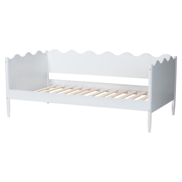 Baxton Studio Baxton Studio Malaya Modern White Daybed - Elegant Scalloped Design for Cozy Bedrooms & Guest Rooms MG0239-1-White-Daybed-Full