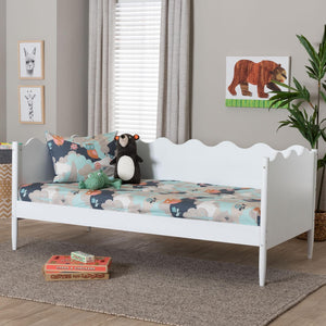 Baxton Studio Baxton Studio Malaya Modern Twin Daybed - Stylish Scalloped Edges, Durable Design for Any Space MG0239-1-White-Daybed-Twin