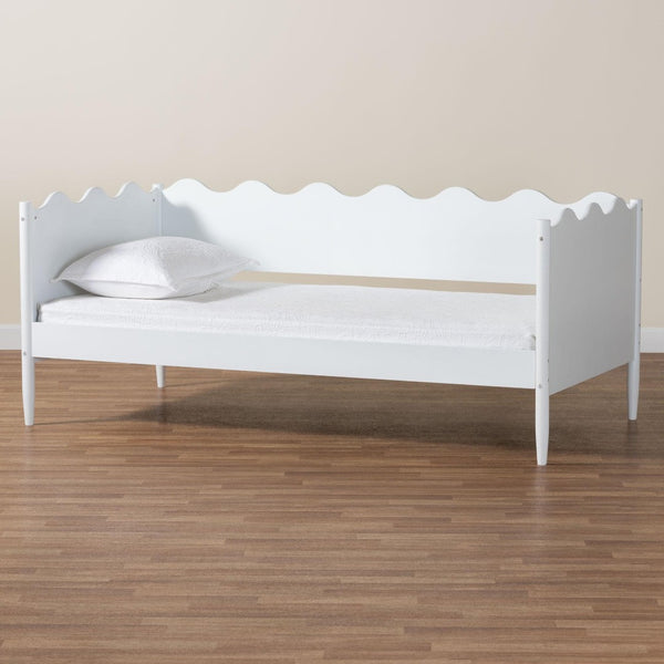 Baxton Studio Baxton Studio Malaya Modern Twin Daybed - Stylish Scalloped Edges, Durable Design for Any Space MG0239-1-White-Daybed-Twin