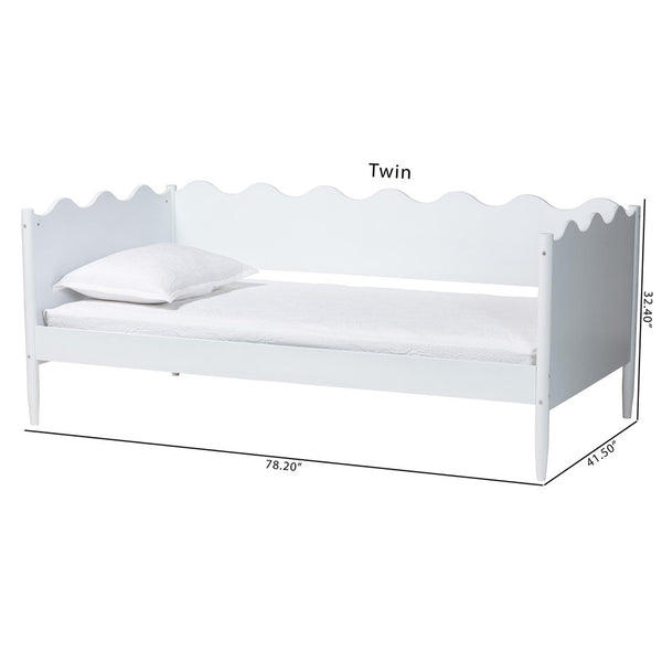 Baxton Studio Baxton Studio Malaya Modern Twin Daybed - Stylish Scalloped Edges, Durable Design for Any Space MG0239-1-White-Daybed-Twin