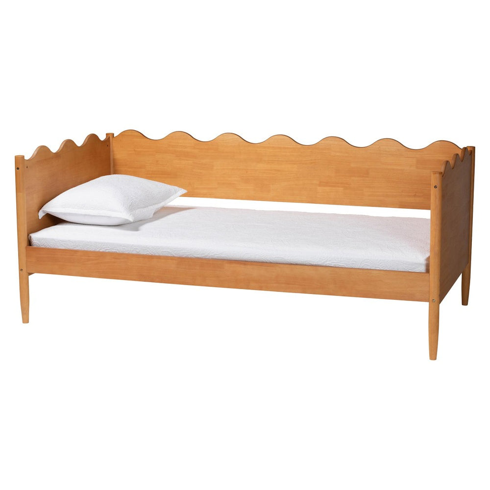 Baxton Studio Baxton Studio Malaya Modern Oak Daybed with Scalloped Edges, Slatted Support & Elegant Design Full MG0239-1-NT Oak-Daybed-Full