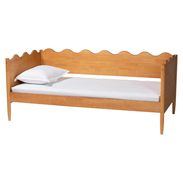 Baxton Studio Baxton Studio Malaya Modern Oak Daybed with Scalloped Edges, Slatted Support & Elegant Design Full MG0239-1-NT Oak-Daybed-Full