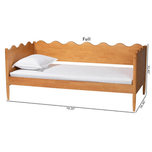 Baxton Studio Baxton Studio Malaya Modern Oak Daybed with Scalloped Edges, Slatted Support & Elegant Design Full MG0239-1-NT Oak-Daybed-Full