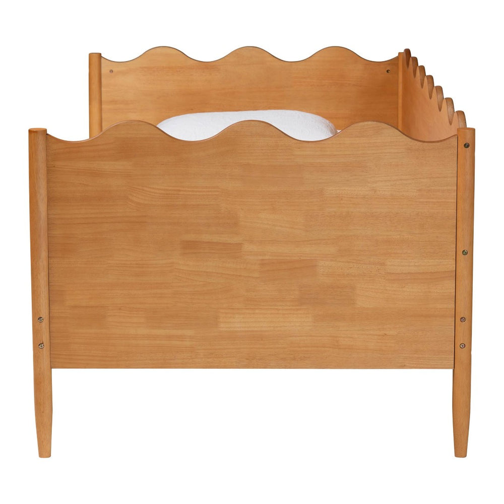Baxton Studio Baxton Studio Malaya Modern Oak Daybed with Scalloped Edges, Slatted Support & Elegant Design Full MG0239-1-NT Oak-Daybed-Full