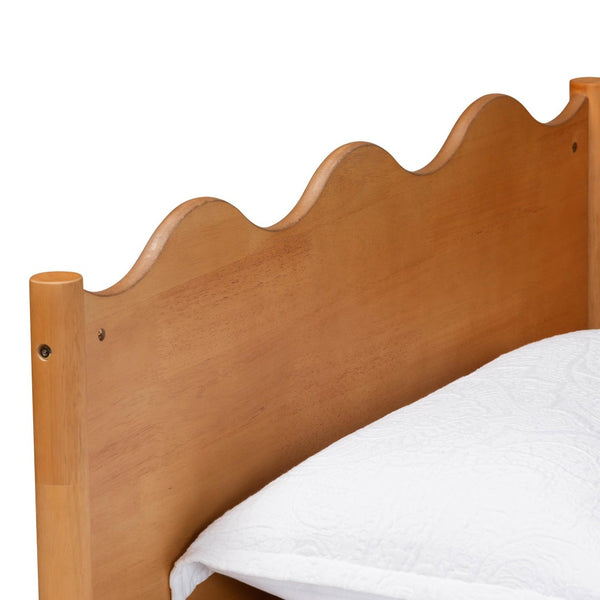 Baxton Studio Baxton Studio Malaya Modern Oak Daybed with Scalloped Edges, Slatted Support & Elegant Design Full MG0239-1-NT Oak-Daybed-Full