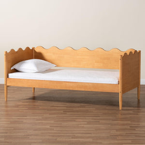 Baxton Studio Baxton Studio Malaya Modern Oak Daybed with Scalloped Edges, Slatted Support & Elegant Design Full MG0239-1-NT Oak-Daybed-Full
