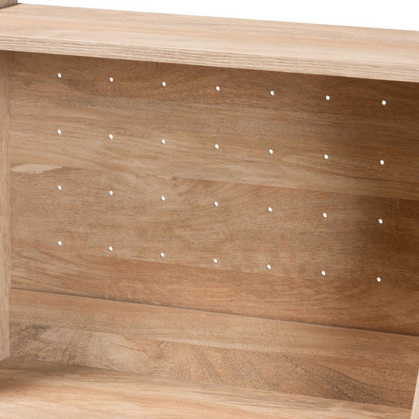 Baxton Studio Baxton Studio Pavone Mid-Century Modern Kitchen Cabinet with Rattan Accents & Stylish Storage Solutions FP-2402-2001B-Natural/Black-Kitchen Cabinet