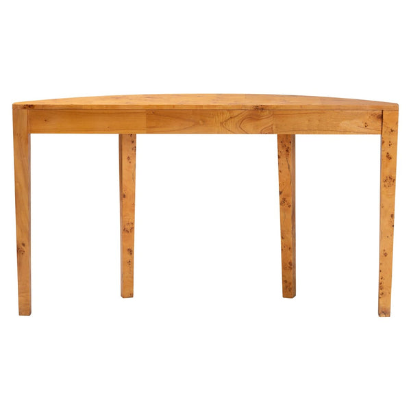 Baxton Studio bali Jihan Half-Moon Console Table - Handcrafted Natural Burl Wood, Modern Elegance for Your Home KL-1594-Natural Burl Op1-Mina-Console Table-BOXED