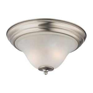 Thomas Lighting Kingston 2 Light Flush Mount Brushed Nickel White Glass Traditional Ceiling Fixture 1402FM/20
