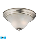 Kingston 13'' Wide 2-Light Flush Mount - Brushed Nickel with White Glass - Includes LED Bulbs 1402FM/20-LED Thomas