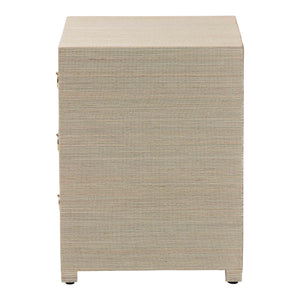 Baxton Studio Bali & Pari Quinn Bohemian Woven Natural Grasscloth 3-drawer Nightstand Natural,Gold Mendong Grasscloth (Outer Layer),Mdf Quinn-natural Woven Grasscloth-3dr-ns
