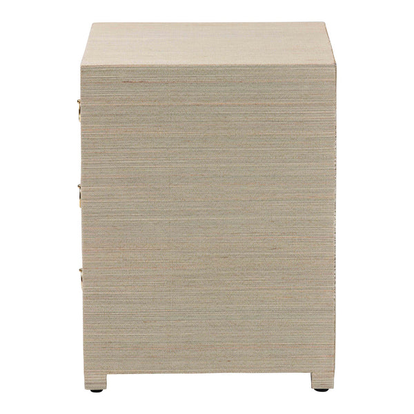 Baxton Studio Bali & Pari Quinn Bohemian Woven Natural Grasscloth 3-drawer Nightstand Natural,Gold Mendong Grasscloth (Outer Layer),Mdf Quinn-natural Woven Grasscloth-3dr-ns