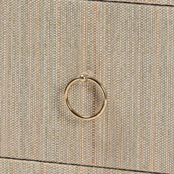 Baxton Studio Bali & Pari Quinn Bohemian Woven Natural Grasscloth 3-drawer Nightstand Natural,Gold Mendong Grasscloth (Outer Layer),Mdf Quinn-natural Woven Grasscloth-3dr-ns