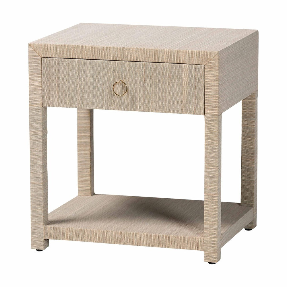Baxton Studio bali Nata Bohemian Woven Nightstand - Handcrafted Grasscloth with Drawer & Open Shelf for Storage Nata-Natural Woven Grasscloth-NS