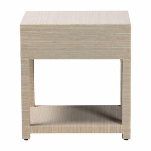 Baxton Studio bali Nata Bohemian Woven Nightstand - Handcrafted Grasscloth with Drawer & Open Shelf for Storage Nata-Natural Woven Grasscloth-NS