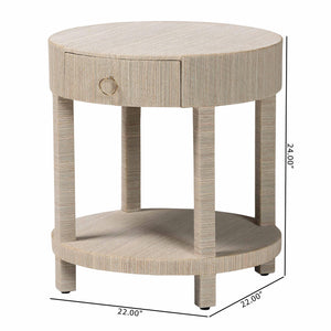 Baxton Studio Bali & Pari Sadia Bohemian Woven Natural Grasscloth 1-drawer Nightstand Natural,Gold Mendong Grasscloth (Outer Layer),Mdf Sadia-natural Woven Grasscloth-ns