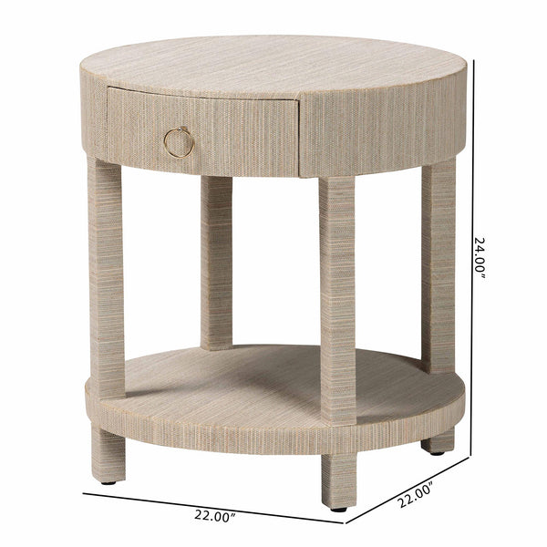 Baxton Studio Bali & Pari Sadia Bohemian Woven Natural Grasscloth 1-drawer Nightstand Natural,Gold Mendong Grasscloth (Outer Layer),Mdf Sadia-natural Woven Grasscloth-ns