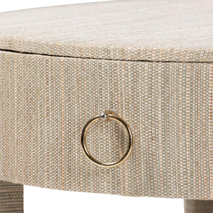 Baxton Studio Bali & Pari Sadia Bohemian Woven Natural Grasscloth 1-drawer Nightstand Natural,Gold Mendong Grasscloth (Outer Layer),Mdf Sadia-natural Woven Grasscloth-ns