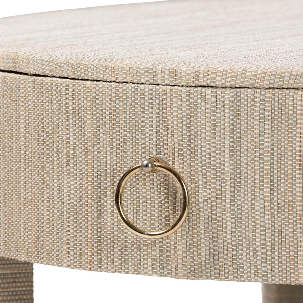 Baxton Studio Bali & Pari Sadia Bohemian Woven Natural Grasscloth 1-drawer Nightstand Natural,Gold Mendong Grasscloth (Outer Layer),Mdf Sadia-natural Woven Grasscloth-ns