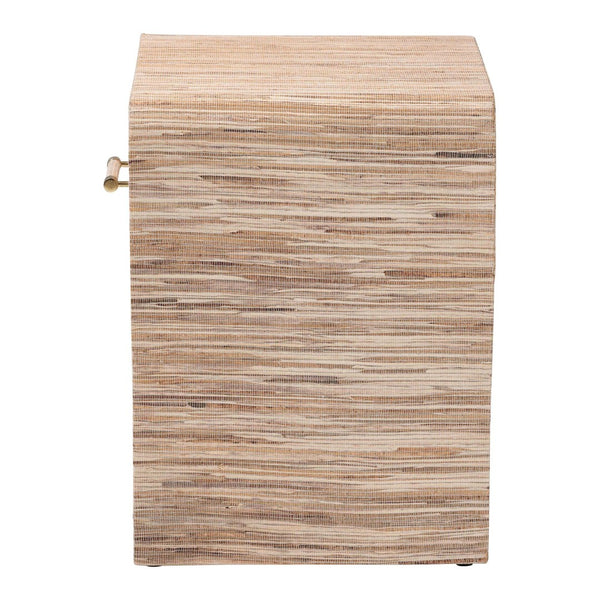 Baxton Studio bali Callan Bohemian Nightstand – Handwoven Natural Grasscloth, 1 Drawer & Open Shelf Storage Solution Candy-Natural Woven Grasscloth-NS