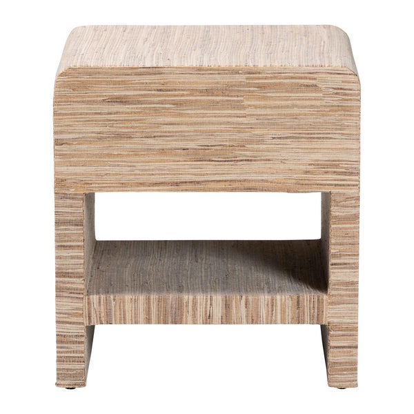 Baxton Studio bali Callan Bohemian Nightstand – Handwoven Natural Grasscloth, 1 Drawer & Open Shelf Storage Solution Candy-Natural Woven Grasscloth-NS