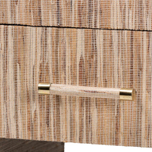 Baxton Studio bali Callan Bohemian Nightstand – Handwoven Natural Grasscloth, 1 Drawer & Open Shelf Storage Solution Candy-Natural Woven Grasscloth-NS