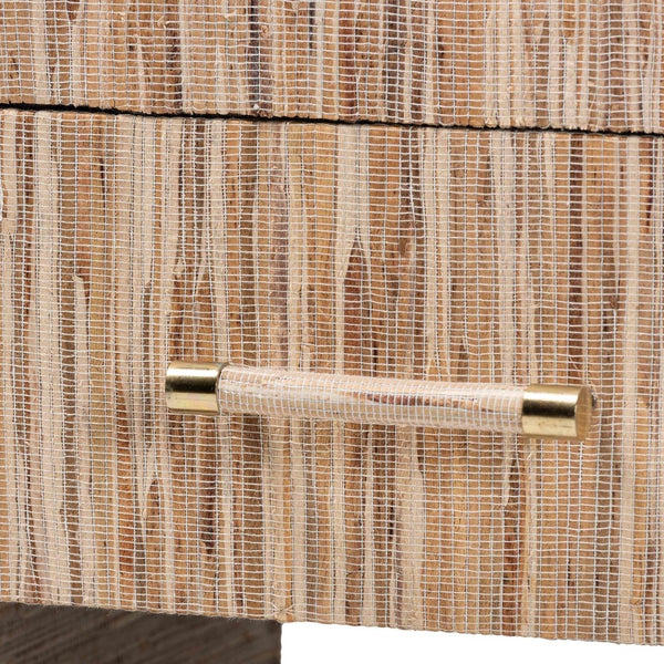 Baxton Studio bali Callan Bohemian Nightstand – Handwoven Natural Grasscloth, 1 Drawer & Open Shelf Storage Solution Candy-Natural Woven Grasscloth-NS