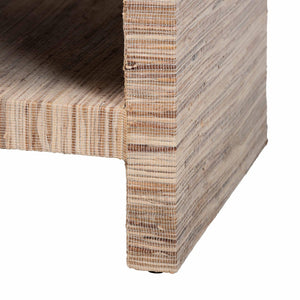 Baxton Studio bali Callan Bohemian Nightstand – Handwoven Natural Grasscloth, 1 Drawer & Open Shelf Storage Solution Candy-Natural Woven Grasscloth-NS