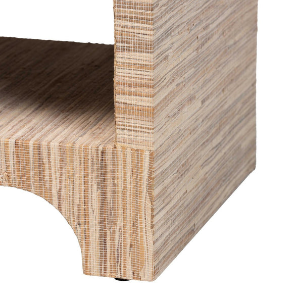 Baxton Studio bali Bali Julia Bohemian Nightstand - Handcrafted Natural Grasscloth with 1 Drawer & Open Shelf Storage Julia-Natural Woven Grasscloth-NS