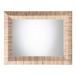 Baxton Studio bali Adino Bohemian Woven Grasscloth Accent Mirror - Handcrafted Rustic Charm for Any Room Rectangle Adino-Waterhyacinth-Wide Small-Mirror