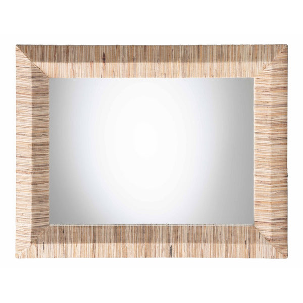 Baxton Studio bali Adino Bohemian Woven Grasscloth Accent Mirror - Handcrafted Rustic Charm for Any Room Rectangle Adino-Waterhyacinth-Wide Small-Mirror