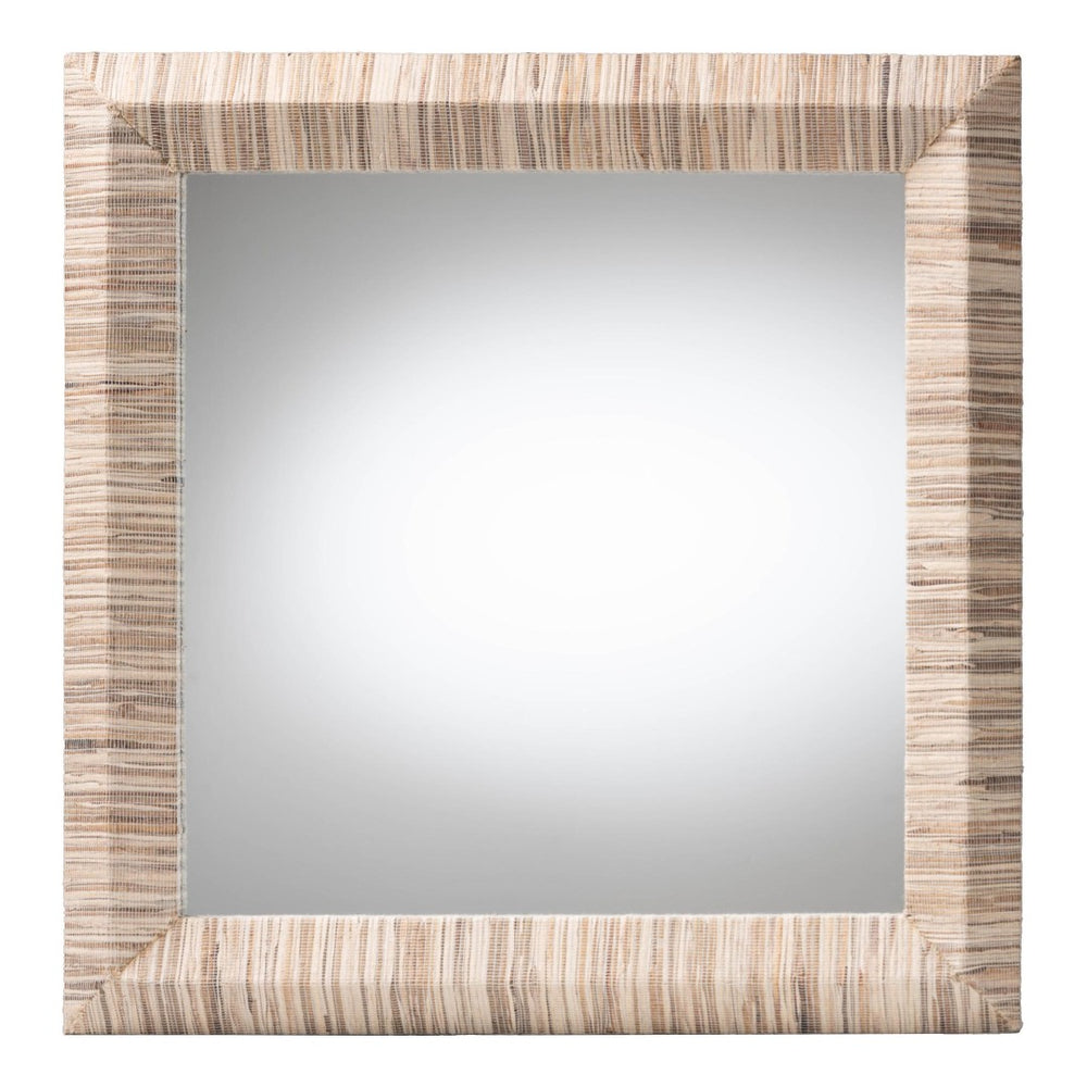 Baxton Studio bali Adino Bohemian Woven Grasscloth Accent Mirror - Handcrafted Rustic Charm for Any Room Square Adino-Waterhyacinth-Square Medium-Mirror