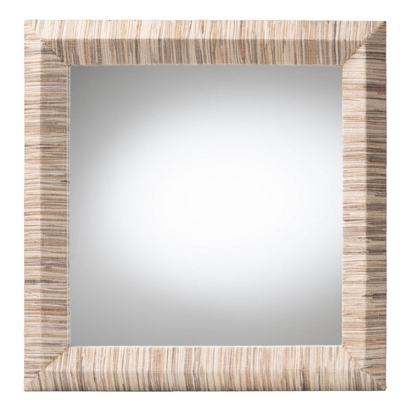 Baxton Studio bali Adino Bohemian Woven Grasscloth Accent Mirror - Handcrafted Rustic Charm for Any Room Square Adino-Waterhyacinth-Square Medium-Mirror