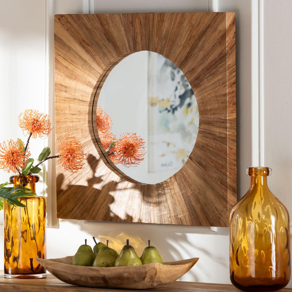 Baxton Studio bali Mosa Bohemian Pealed Grasscloth Accent Mirror - Handcrafted Rustic Charm for Any Space Mosa-Pealed Waterhyachinth-Mosaic-Mirror