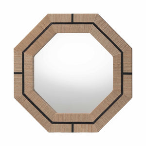 Baxton Studio bali Mirai Bohemian Woven Grasscloth Accent Mirror – Handcrafted Coastal Charm for Your Decor Octagon Grasscloth Mendong Black-Octagon-Mirror
