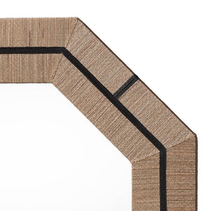 Baxton Studio bali Mirai Bohemian Woven Grasscloth Accent Mirror – Handcrafted Coastal Charm for Your Decor Octagon Grasscloth Mendong Black-Octagon-Mirror