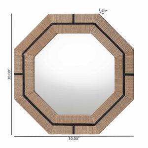 Baxton Studio bali Mirai Bohemian Woven Grasscloth Accent Mirror – Handcrafted Coastal Charm for Your Decor Octagon Grasscloth Mendong Black-Octagon-Mirror
