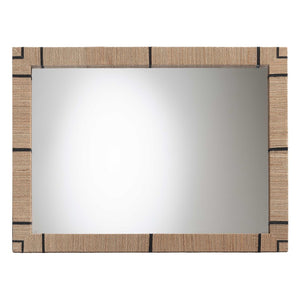 Baxton Studio bali Mirai Bohemian Woven Grasscloth Accent Mirror – Handcrafted Coastal Charm for Your Decor Rectangle Grasscloth Mendong Black-Rectangle-Mirror