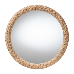 Baxton Studio bali Shara Coastal Braided Rope Accent Mirror – Handcrafted Elegance for Living Room & Bathroom Decor Natural Rope-Round Braided Rope-Mirror